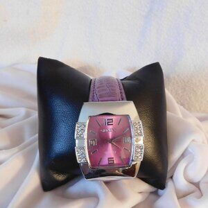 Ladies Geneva Quartz Watch with Crystal Stones